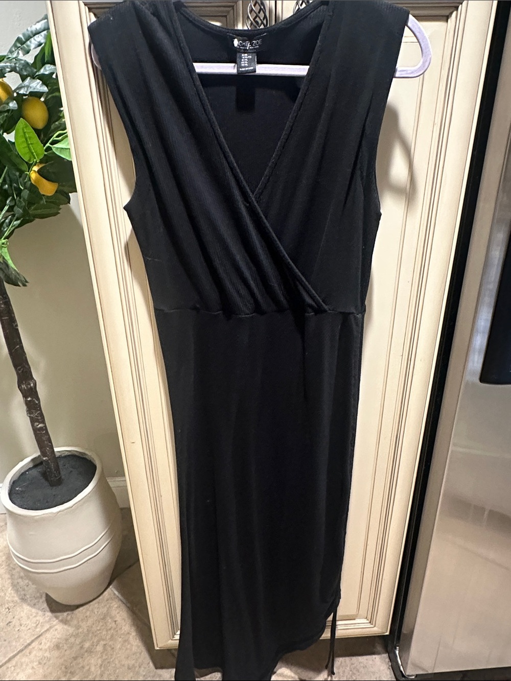 Rachel Zoe Black Sleeveless Wrap-Front Maxi Dress